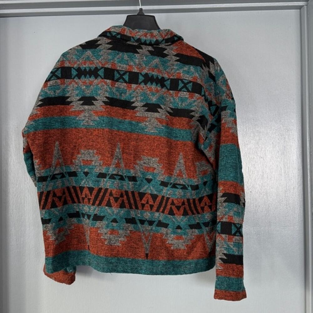 Blue B Western Aztec Button Front Rust Turquoise … - image 2